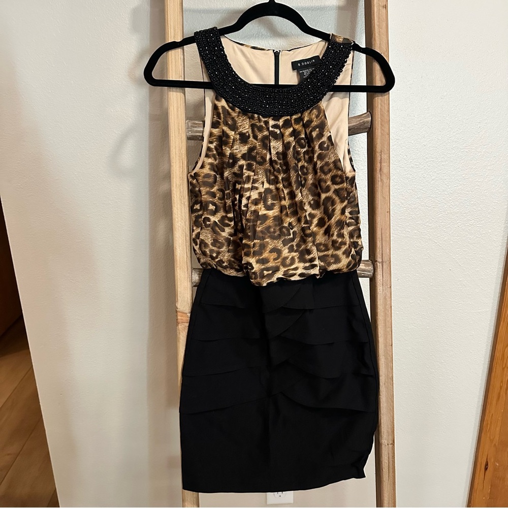 B Darlin Leopard and Black Mini Dress
